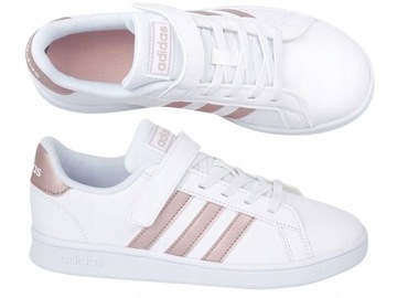 ADIDAS GRAND COURT EF0107 BUTY TRAMPKI TENISÓWKI BIAŁE DZIECIĘCE NA RZEPY