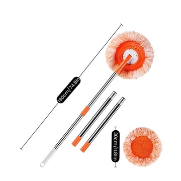 ШВАБРА ДЛЯ МЫТЬЯ ПОЛА АВТОМОБИЛЯ 4 НАЛАВКИ ШВАБРА ИЗ МИКРОФИБРЫ СЪЕМНАЯ 190СМ