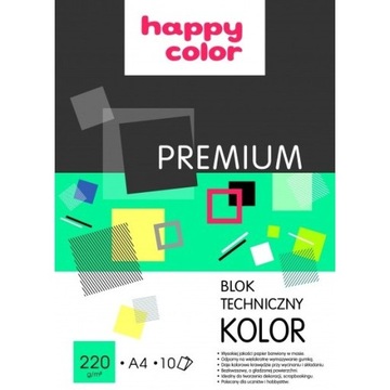 Blok techniczny HAPPY COLOR PREMIUM A4 10 kolorów