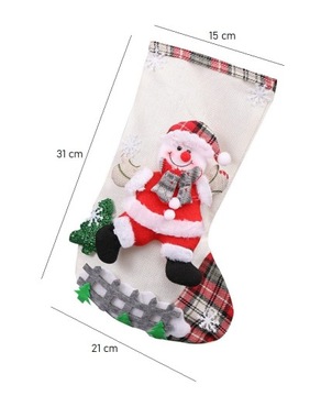 РОЖДЕСТВЕНСКИЙ НОСОК ДЛЯ ПОДАРКОВ СНЕГОВИК 3D 31 см