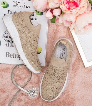 СПОРТИВНАЯ ОБУВЬ С ЦИРКОНИЕМ, БЕЖЕВЫЙ 37