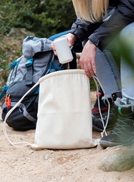 PLECAK BAWEŁNIANY 34x40 ecru 145g EKOLOGICZNY WorkoPlecak na BUTY TRENING