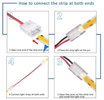 РАЗЪЕМ ДЛЯ СВЕТОДИОДНЫХ ЛЕНТ COB 8 мм УГЛОВОЙ РАЗЪЕМ IP20 С КАБЕЛЕМ