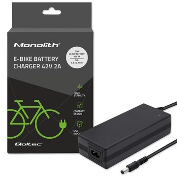 Ładowarka 42V 2A do baterii roweru elektrycznego 36V do e-bike 5.5*2.1mm