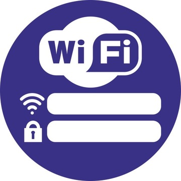 Naklejka samoprzylepna FREE WIFI niebieska hasło login na ścianę 10cm