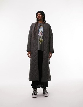 TOPSHOP TALL GRAFITOWY PIKOWANY PŁASZCZ PASEK (38)