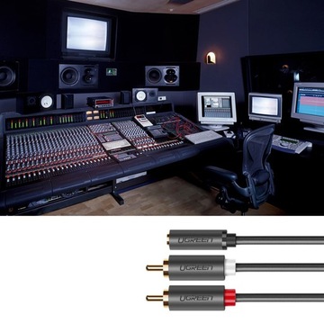 Kabel Przewód Audio JACK 3,5 2xRCA Chinch STEREO HQ Przejściówka Pozłacany