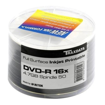 PŁYTY TRAXDATA DVD-R PRINTABLE BIAŁE NADRUK 50szt