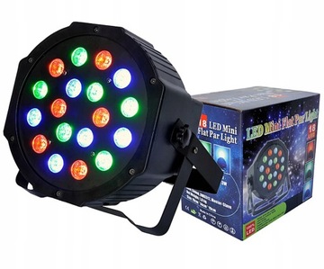KOLOROFON LAMPA 18 LED STROBOSKOP RGB REFLEKTOR NA IMPREZĘ LAMPA DJ