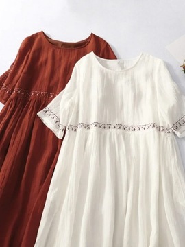 Retro Cotton Linen Dress Women's 2024 New Summer L