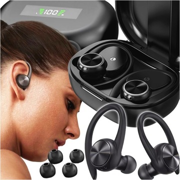 SŁUCHAWKI BEZPRZEWODOWE DOUSZNE Z MIKROFONEM BLUETOOTH TWS PAŁĄK SPORTOWE