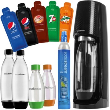 ZESTAW 4w1 SATURATOR DO WODY SODA STREAM GAZ BUTLE