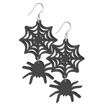 KOLCZYKI czarna PAJĘCZYNA pająk HALLOWEEN impreza