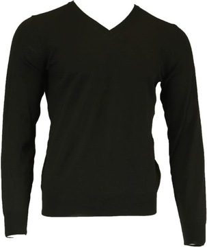 GANT 100 % EXTRAFINE MERINO WOOL SWETER V-NECK BLACK MEN NEW M