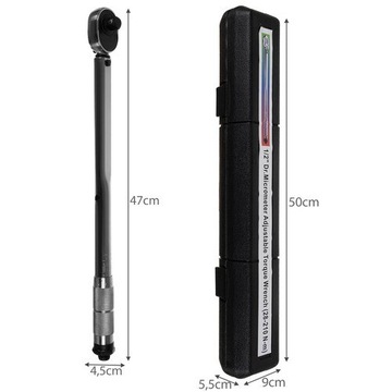 ДИНАМОМЕТРИЧЕСКИЙ КЛЮЧ 1/2 28–210 Нм с ЗАМКОМ КОЛЕСА + 3 ГОЛОВКИ 17 19 21