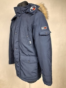 TOMMY HILFIGER CAPUCHE FOURRURE TECH PARKA ZIMOWA MĘSKA S