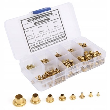 650 sztuk mosiężne oczka nity Hollow metalowe