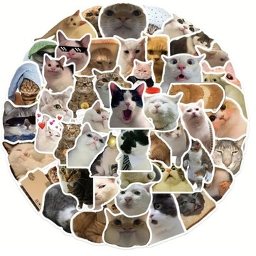 Наклейки 50 шт. Котики мемы водонепроницаемые, забавные наклейки на телефон, ноутбук