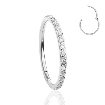 Kolczyk Tytanowy Clicker Kółko CYRKONIE 1,2/8