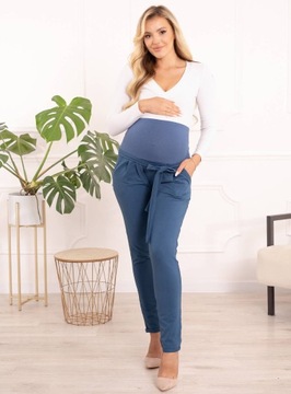 SPODNIE CIĄŻOWE DRESOWE Z PANELEM KOKARDKA XXL