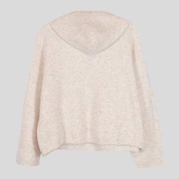 TOPSHOP SWETER DZIANINOWY BLUZA SWETERKOWA BEŻ Z KAPTUREM OVERSIZE 36-38