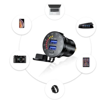 АВТОМОБИЛЬНОЕ ЗАРЯДНОЕ УСТРОЙСТВО USB QC 12 В 24 В ВСТРОЕННЫЙ СВЕТОДИОДНЫЙ ВОЛЬТМЕТР