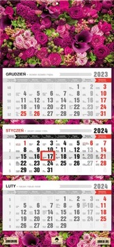 Kalendarz ścienny TRÓJDZIELNY 2024