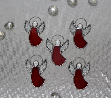 Aniołki witrażowe Tiffany ZESTAW 5 szt czerwone Z