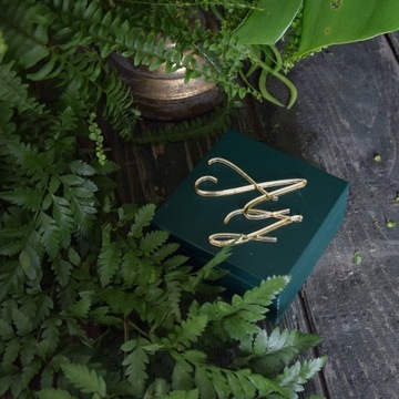 Большая ЗЕЛЕНАЯ Коробка для КОНВЕРТОВ + ЗОЛОТЫХ ОБРУЧАЛЬНЫХ КОЛЬЦЕВ L