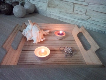 ДЕКОРАТИВНЫЙ ПОДНОС с ручками МДФ 23 x 20см цветок S