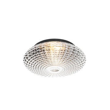 Klasyczna lampa sufitowa czarna z przydymionym szkłem 35 cm IP44 - Nohmi