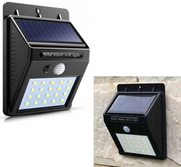 НАСТЕННЫЙ СВЕТИЛЬНИК С СОЛНЕЧНОЙ ПАНЕЛЬЮ SOLAR 20LED С ДАТЧИКОМ ДВИЖЕНИЯ В СУМЕРКАХ