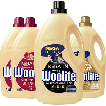 WOOLITE DARK COLOR Płyn do prania ubrań z kreatyną. Żywe kolory 4x 4,5l