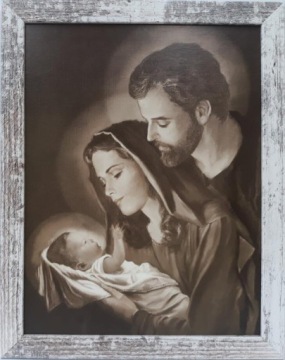 ŚWIĘTY OBRAZ W RAMIE ŚWIĘTEJ RODZINY SEPIA 35X45