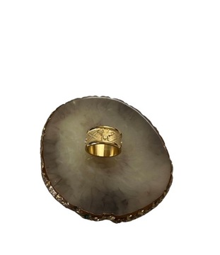 1524 Złoty pierścionek obrączka szeroka MUCHA CYRKONIE r 9/19mm stal