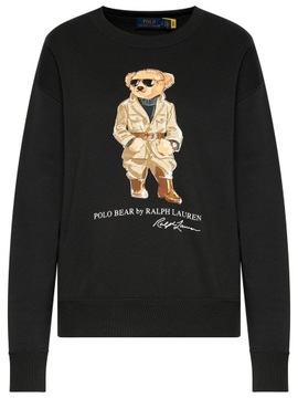 bluza damska polo ralph lauren bear premium hoodie miś bez kaptura czarna