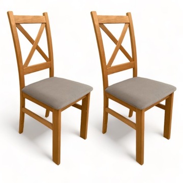 2x Krzesło tapicerowane Krzyżak Dąb Craft + Szary