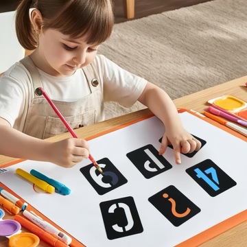 10 cm Litery i cyfry SZABLONY 42 sztuki Do Malowania Sprayem Łatwo zmywalne