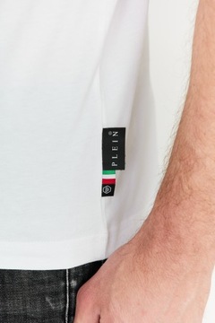 Philipp Plein Biały t-shirt z czaszką i logo r. XL