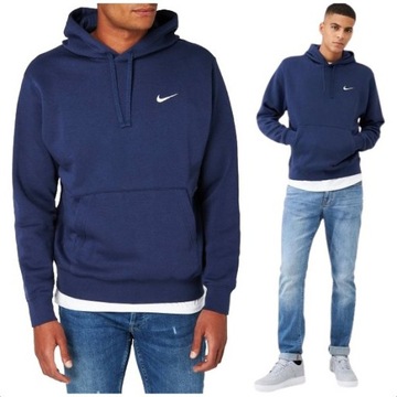 Nike CIEPŁA BAWEŁNIANA męska bluza KANGURKA FLEECE sportowa z kapturem