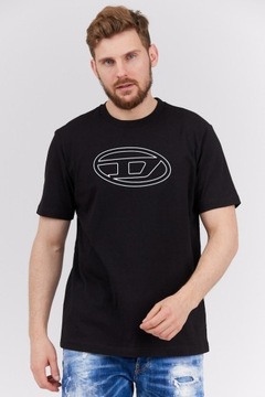DIESEL Czarny t-shirt męski z wytłaczanym logo r S