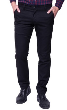 SPODNIE CHINOSY CZARNE GŁADKIE roz. 132 cm L:32