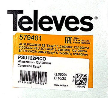 ZASILACZ PICOKOM 12V TELEVES TFORCE DAT BOSS 2xOUT