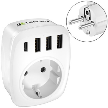 EU Plug Outlet Expander ścienna ładowarka USB z 1