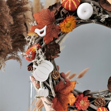 JESIENNY WIANEK na DRZWI stroik DYNIE wieniec