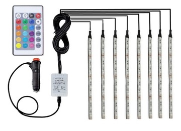 OŚWIETLENIE WNĘTRZA KABINY 8x12 LED RGB PILOT ALU