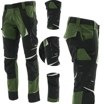 ELASTYCZNE spodnie ROBOCZE KHAKI OLIWKA BAWEŁNIANE stretch SPANDEX BHP 64