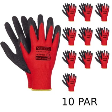 RĘKAWICE ROBOCZE VERKEN REDLATEX R9 10 PAR SUPER JAKOŚĆ!