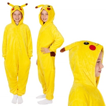 PIŻAMA PIKACHU KIGURUMI KOMBINEZON 130cm PRZEBRANIE ONESIE JEDNOCZĘŚCIOWA