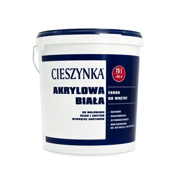 Farba emulsyjna do ścian Śnieżnobiała Matowa 15 L